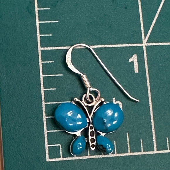 Turquoise butterfly sterling silver earrings - Picture 6 of 6